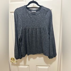 Zara trafaluc long sleeve top - dark gray - size: small